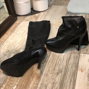 Guess Black leather platform boots